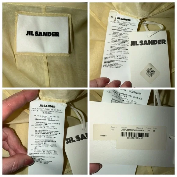 Jil Sander Yellow Embroidered Paisley Kaftan Midi Dress Cotton Sheer IT36 US 2 - Picture 15 of 15
